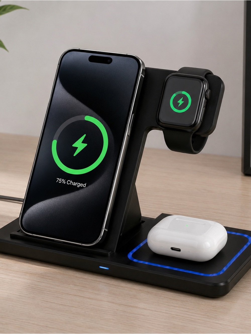 3-in-1 Wireless Charging Station Fast Charger for iPhone Apple Watch AirPods